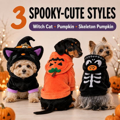 Ortekor Halloween Dog & Cat Costume Hoodie – One-Piece Spooky Outfit for Parties, Photos & Fall Fun