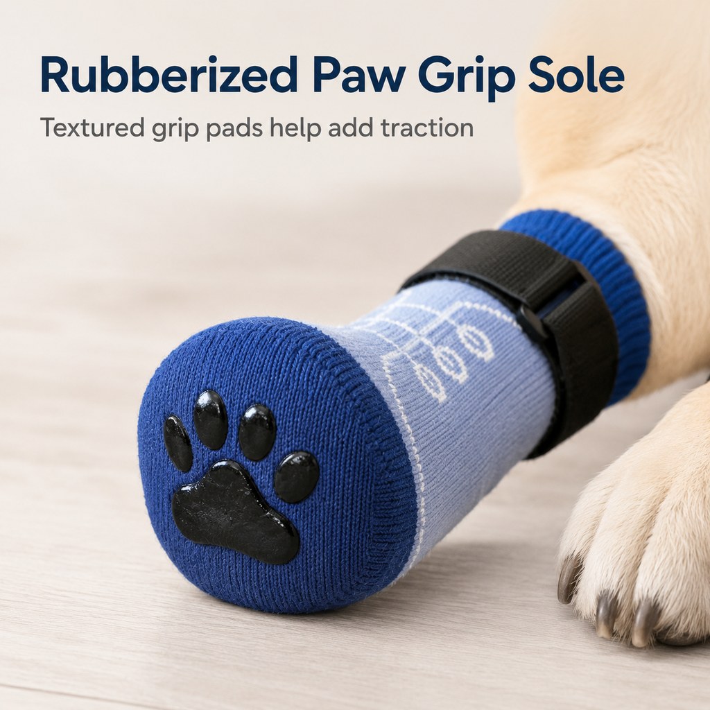 Ortekor French Bulldog Non-Slip Socks for Tile & Hardwood Floors - Helps Reduce Back-Leg Slipping, 4-Pack