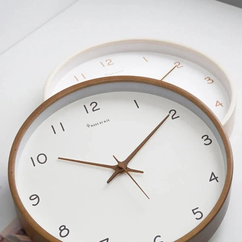 Natural Wood Round Analog Wall Clock – Silent Sweep Movement – Modern Minimalist Timepiece for Living Room, Bedroom, Kitchen, Office – 10