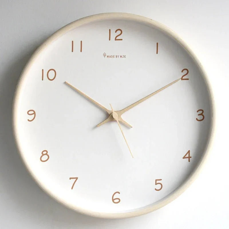 Natural Wood Round Analog Wall Clock – Silent Sweep Movement – Modern Minimalist Timepiece for Living Room, Bedroom, Kitchen, Office – 10