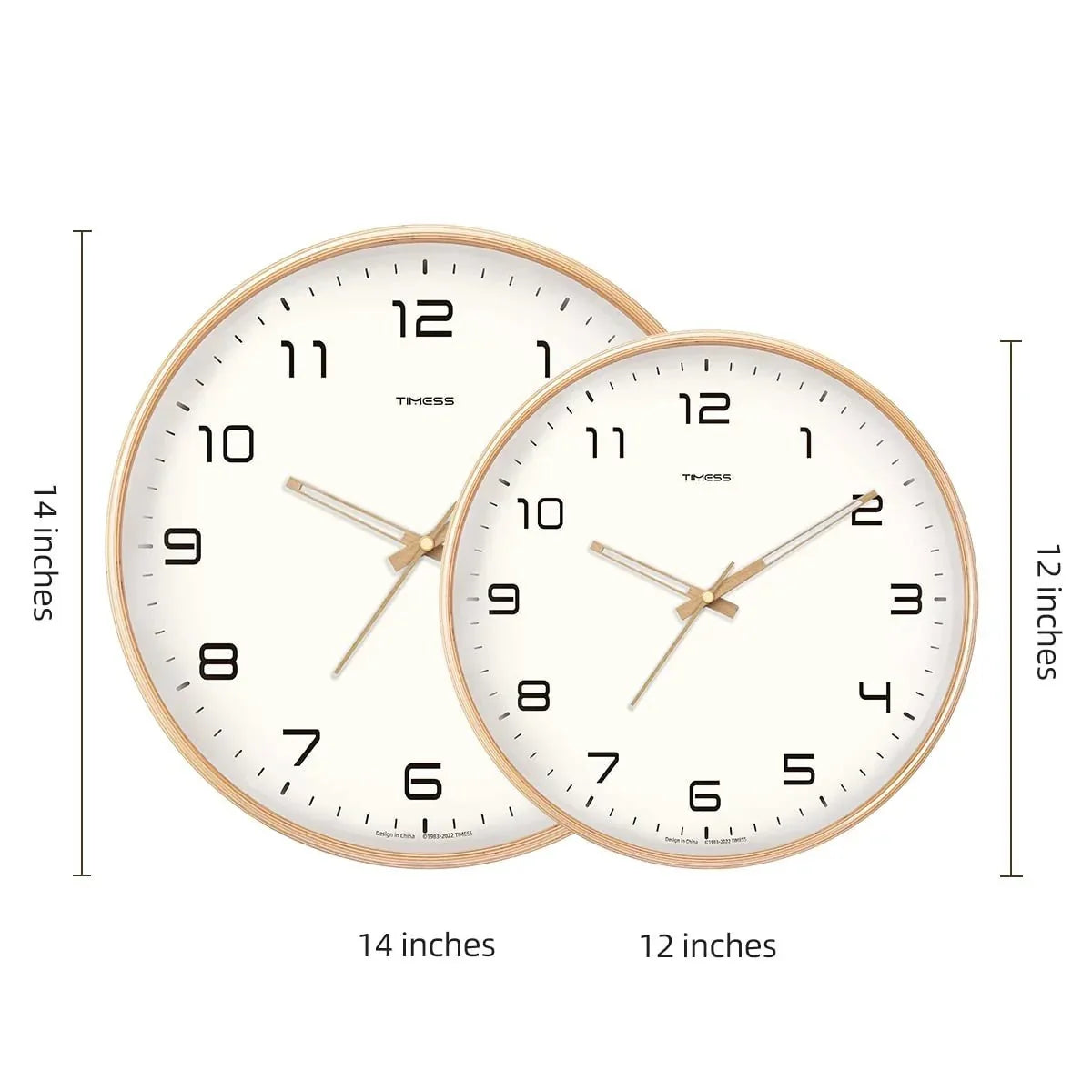 Natural Wood Round Analog Wall Clock – Silent Sweep Movement – Modern Minimalist Timepiece for Living Room, Bedroom, Kitchen, Office – 10
