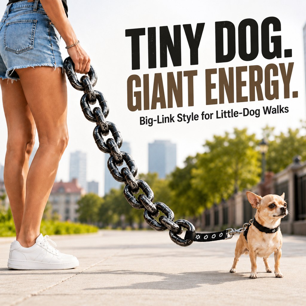 Ortekor Oversized Chain Dog Leash & Collar Set for Small Dogs - Make Everyday Walks Stand Out