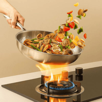 Titanium Skillet 10-12 Inch Uncoated Metal Cookware Compatible with Induction Gas Electric Ceramic Stovetops for Searing Sautéing Frying Pro