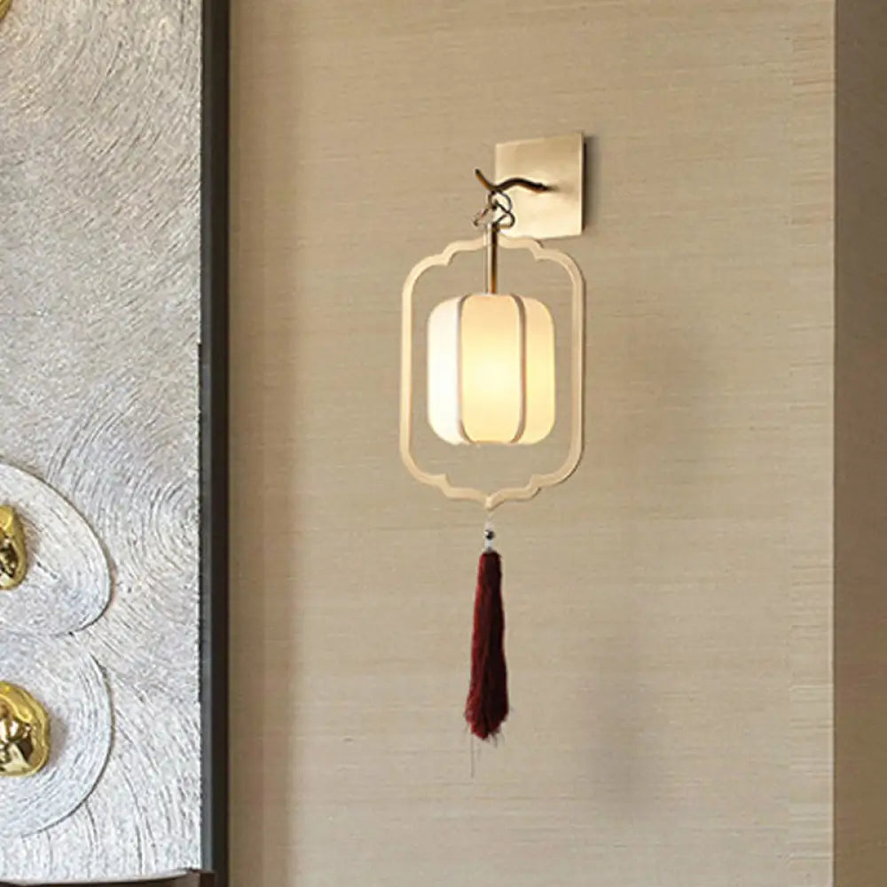 Vintage Gold Wall Sconce with Lantern Shade for Bedroom & Hallway | Classic Decorative Candelabra Hardwired Fixture | 33.5 in Tall Accent