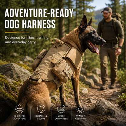 Ortekor TrailGuard K9 Tactical Dog Backpack Harness for Hiking, Training & Better Control on Outdoor Walks