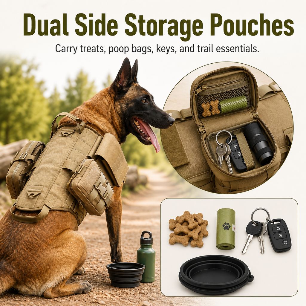 Ortekor TrailGuard K9 Tactical Dog Backpack Harness for Hiking, Training & Better Control on Outdoor Walks