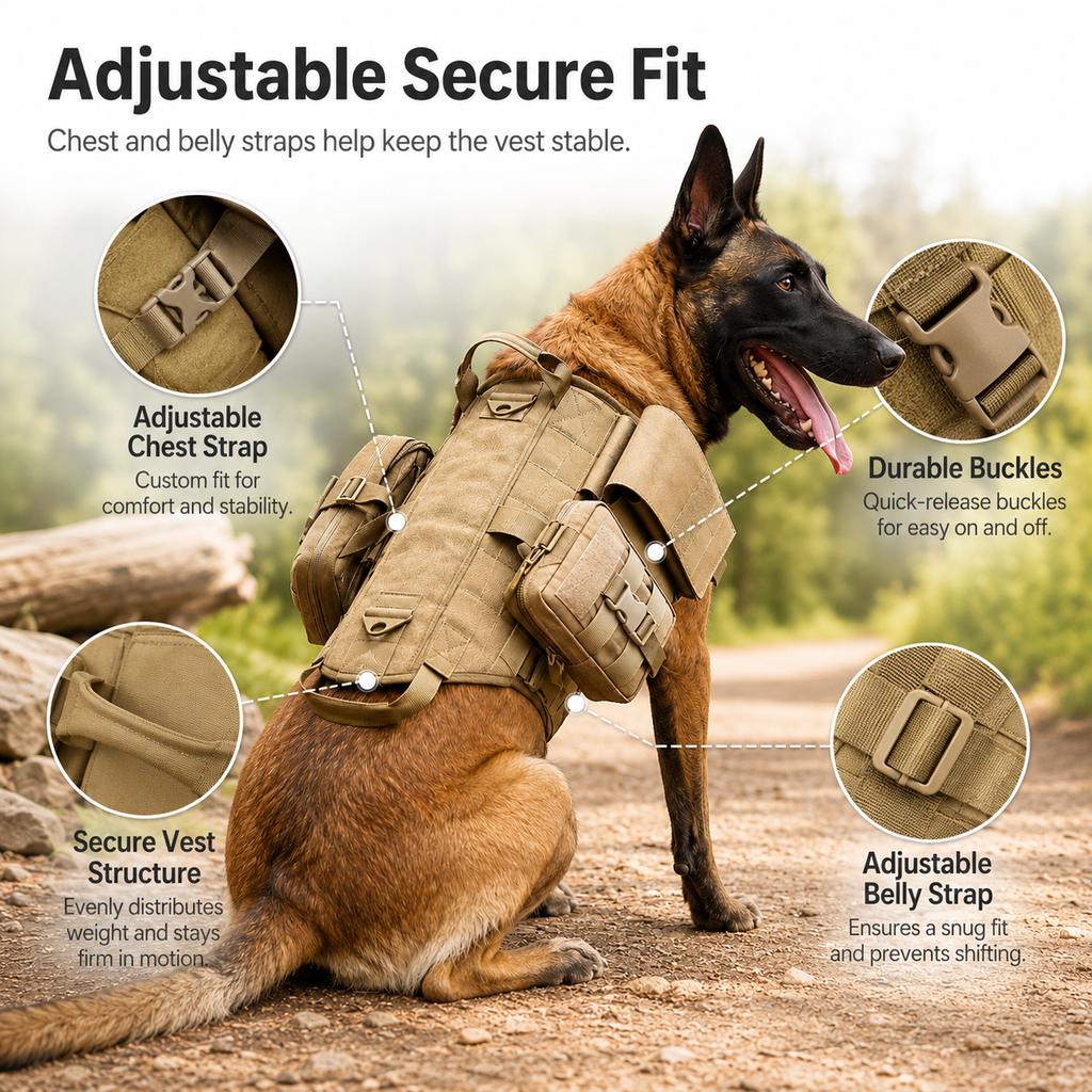 Ortekor TrailGuard K9 Tactical Dog Backpack Harness for Hiking, Training & Better Control on Outdoor Walks