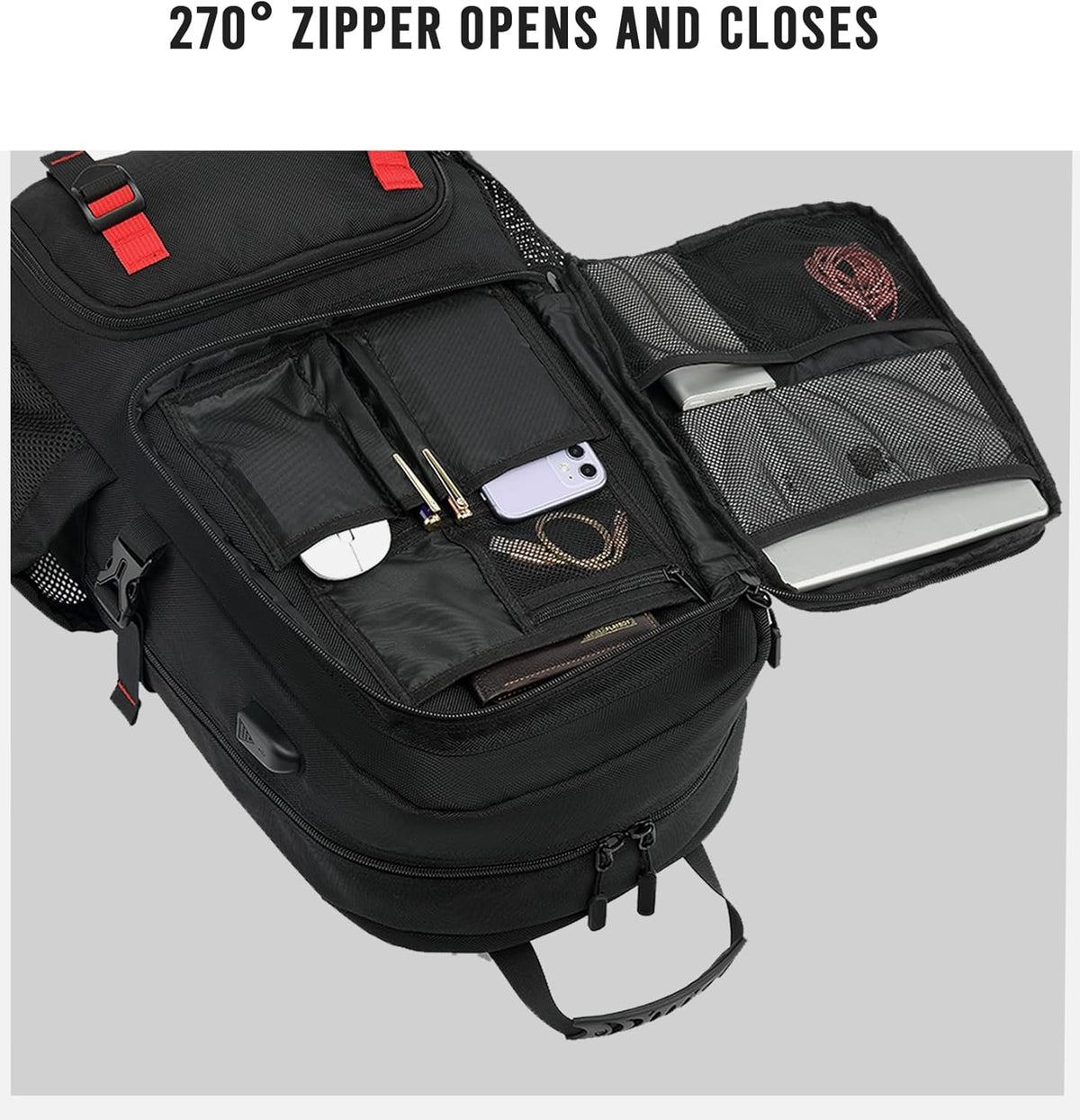 Travel Backpacks with USB Charging Port, Waterproof Backpack with Shoe Compartment, 60L Expandable Laptop Backpack