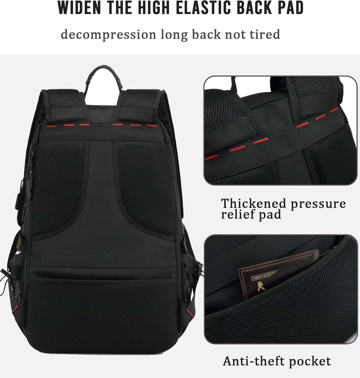 Large Capacity Travel Backpack with Laptop Sleeve fits 14-17 inch for Business Trips Weekend Getaways College Commute Hiking Camping Outdoor