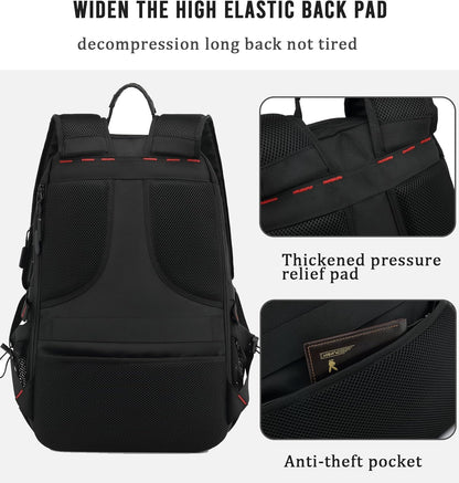Large Capacity Travel Backpack with Laptop Sleeve fits 14-17 inch for Business Trips Weekend Getaways College Commute Hiking Camping Outdoor