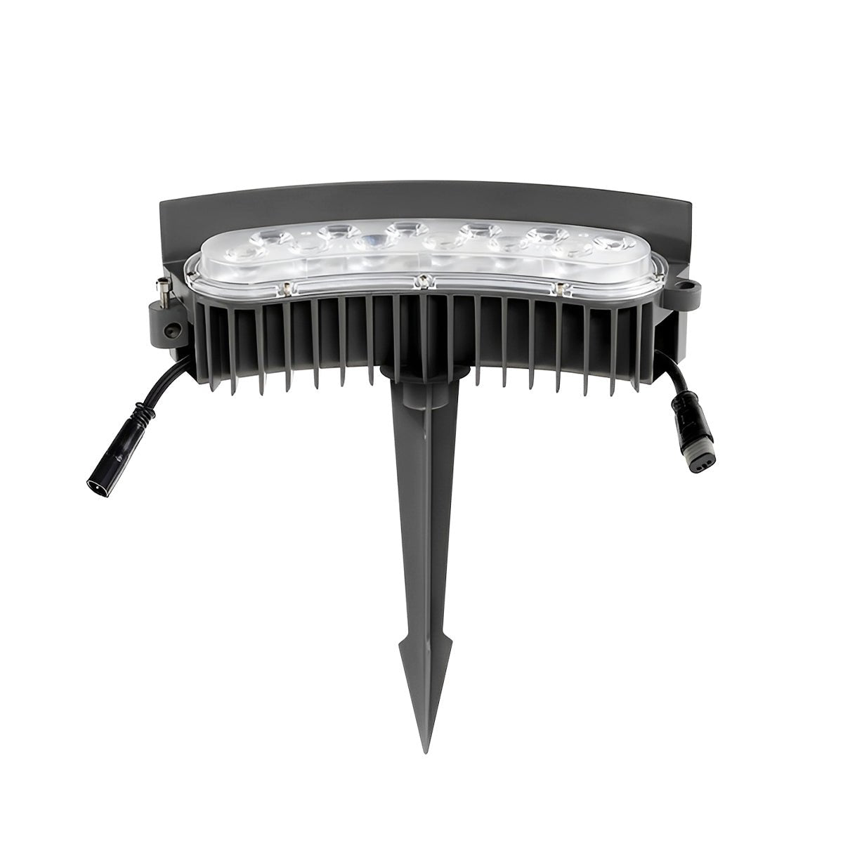 LED Uplight Spike for Trees & Walkways – Cast Aluminum Housing, 12W Output, Arc Design, Warm White or RGB Modes, Ground Stake Installation,