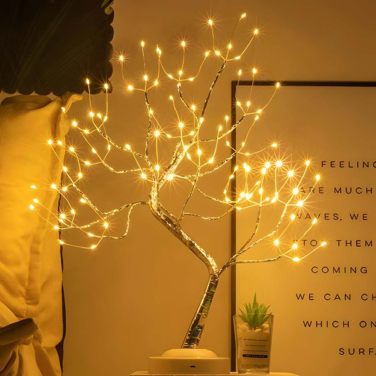 Illuminated Branch Tabletop Accent with LED Glow for Bedroom, Living Room & Bedside Decor | Battery or USB Powered