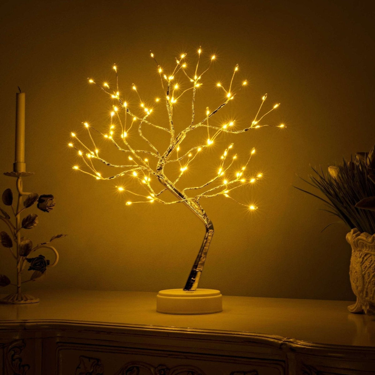 Illuminated Branch Tabletop Accent with LED Glow for Bedroom, Living Room & Bedside Decor | Battery or USB Powered
