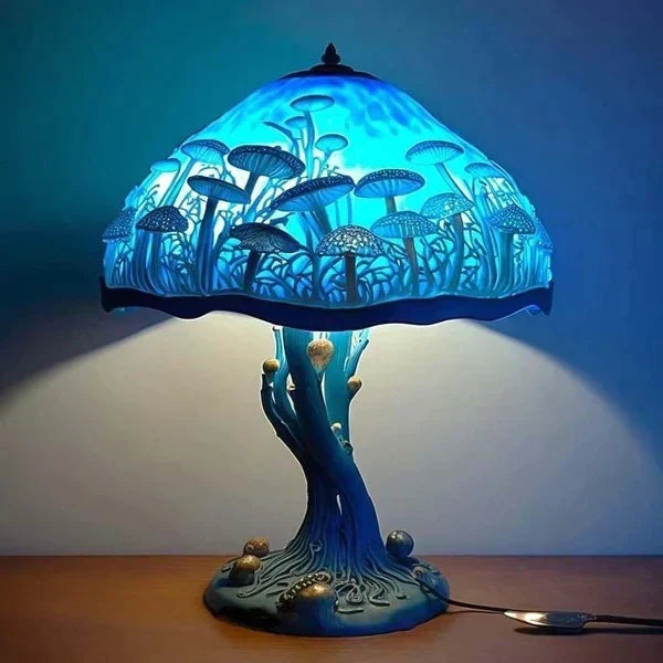 Resin Mushroom Accent Lamp 220-240V Colorful Ambient Glow for Nursery Bedroom Living Room Meditation Space Indoor Decorative Mood Light Stai