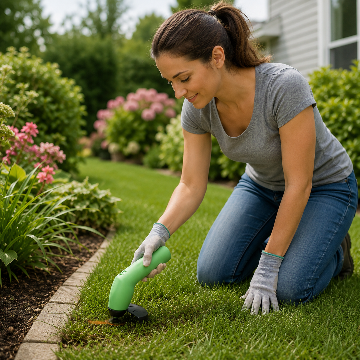 Battery-Powered Handheld Lawn Edger Compact Garden Tool for Trimming Grass Edges Pathways Borders Adjustable Lightweight Yard Maintenance