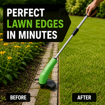 Battery-Powered Handheld Lawn Edger Compact Garden Tool for Trimming Grass Edges Pathways Borders Adjustable Lightweight Yard Maintenance