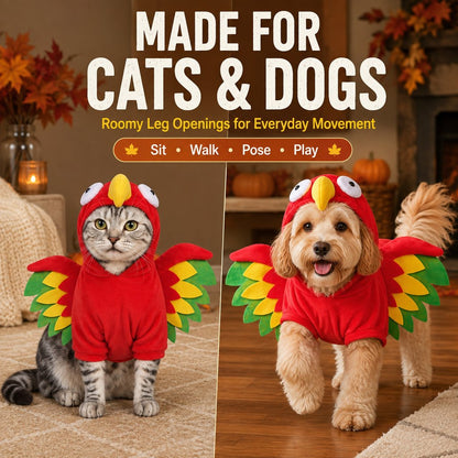 Ortekor Halloween Turkey Costume for Dogs & Cats - One-Piece Hooded Pet Outfit for Parties & Photos