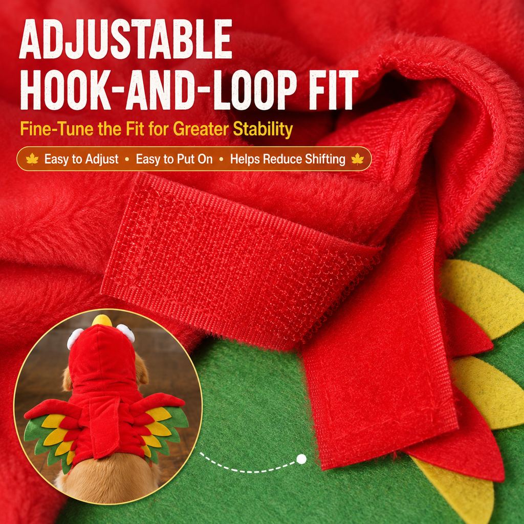 Ortekor Halloween Turkey Costume for Dogs & Cats - One-Piece Hooded Pet Outfit for Parties & Photos