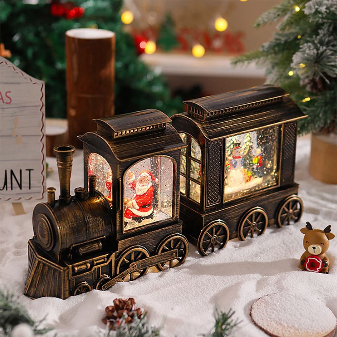 CLAUSGLOBE – Santa Train Snow Globe Lamp for Magical Holiday Ambience
