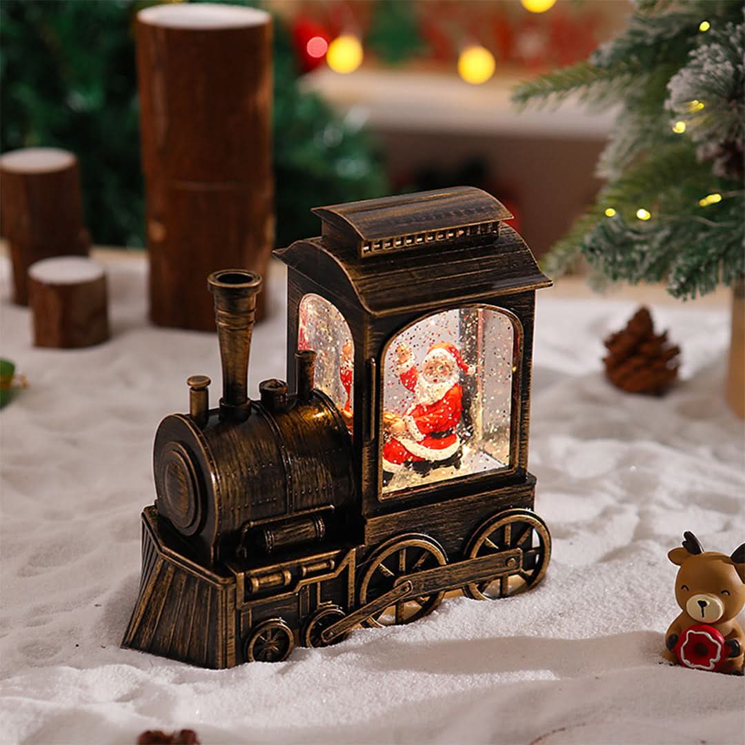 CLAUSGLOBE – Santa Train Snow Globe Lamp for Magical Holiday Ambience