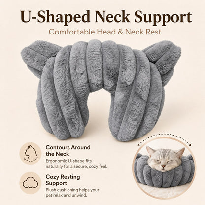 Ortekor Cozy U-Shaped Pet Neck Pillow for Cats & Small Dogs – Soft Plush Sleeping Support Cushion for Comfortable Naps at Home & Travel