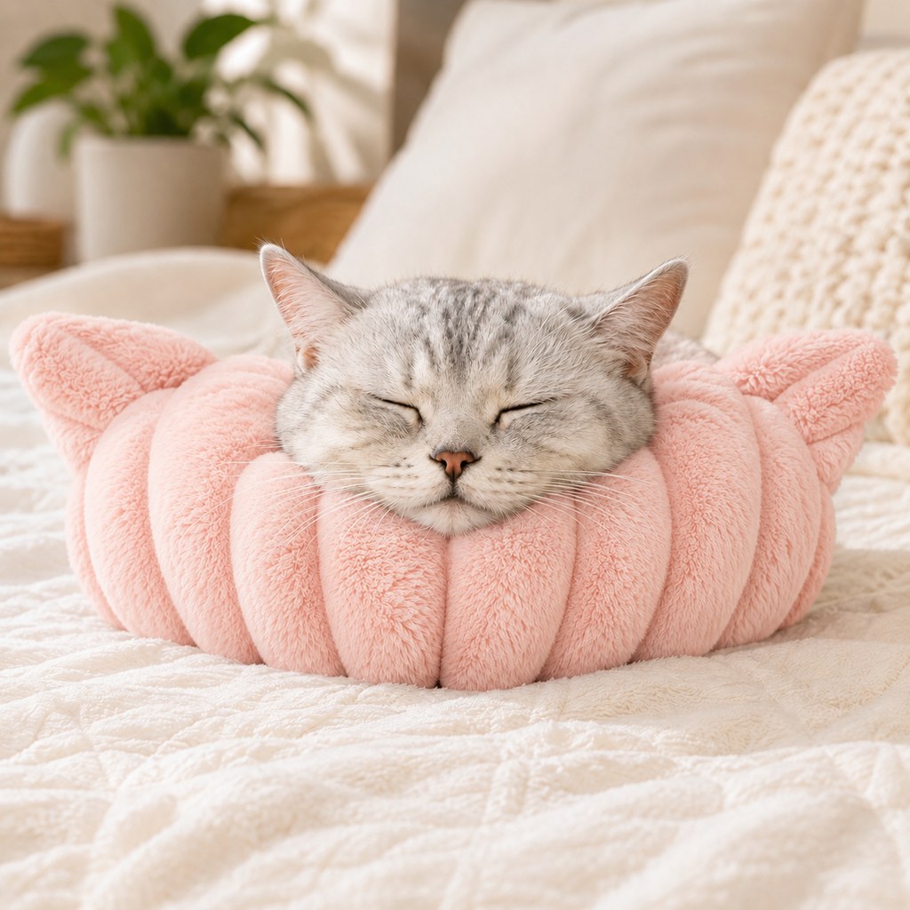 Ortekor Cozy U-Shaped Pet Neck Pillow for Cats & Small Dogs – Soft Plush Sleeping Support Cushion for Comfortable Naps at Home & Travel