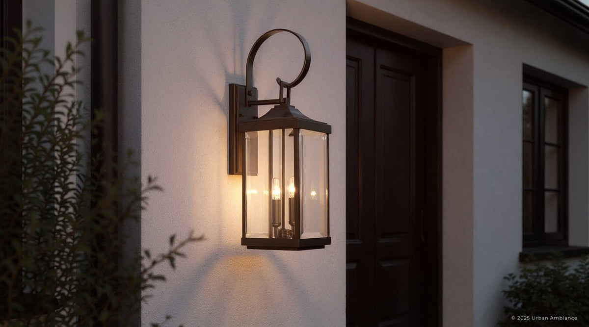Outdoor Sconce Light 22 Inch Bronze Finish Exterior Lantern Fixture with Beveled Glass for Entryway Patio Porch House Facade Traditional Col