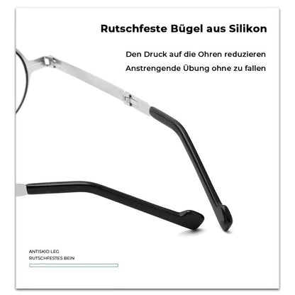 Collapsible Titanium Reading Glasses with Blue Light Filter for Men & Women – Pocket-Size Readers with Anti-Slip Nose Pads