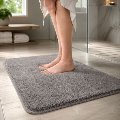 Plush Microfiber Bathroom Mat Non-Slip Fast-Dry Water Absorbent Rug for Shower Tub Kids Pets 8 Colors 5 Sizes Machine Washable