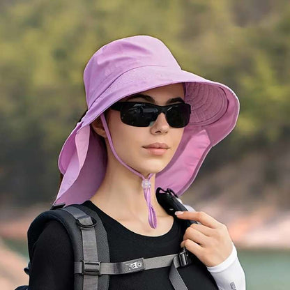 Wide-Brim Sun Hat with UV Protection & Adjustable Chin Strap for Women – Lightweight Travel Beach Headwear