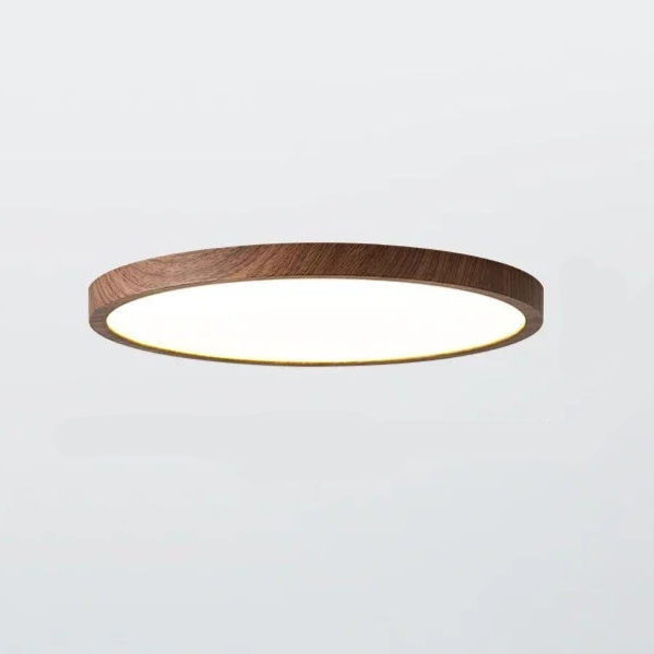 Round Wood-Grain LED Flush Mount Ceiling Light – Low-Profile Modern Fixture with 3-Way Dimming for Living Room, Bedroom & Hallway