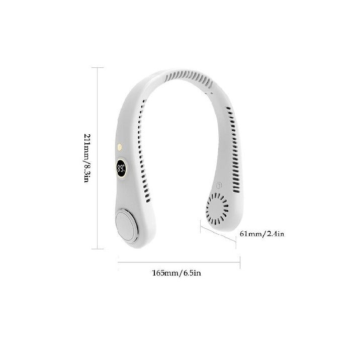Hands-Free Wearable Personal Neck Fan with 5 Speeds and Dual Bladeless Air Vents for Outdoor Sports Hiking Gym Running Travel Summer Heat