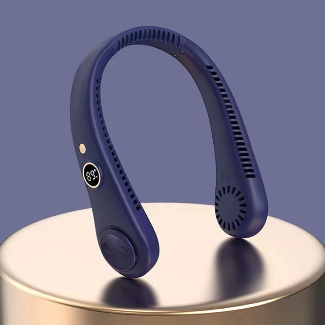 Hands-Free Wearable Personal Neck Fan with 5 Speeds and Dual Bladeless Air Vents for Outdoor Sports Hiking Gym Running Travel Summer Heat