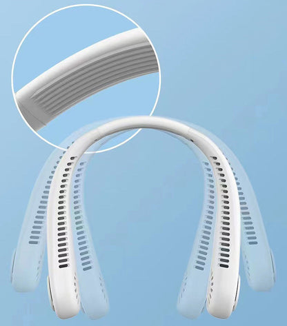 Hands-Free Wearable Personal Neck Fan with 5 Speeds and Dual Bladeless Air Vents for Outdoor Sports Hiking Gym Running Travel Summer Heat