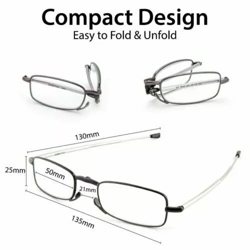 Compact Folding Reading Glasses with Protective Case – Unisex Pocket Readers for Men & Women, Travel-Friendly Foldable Eyeglasses