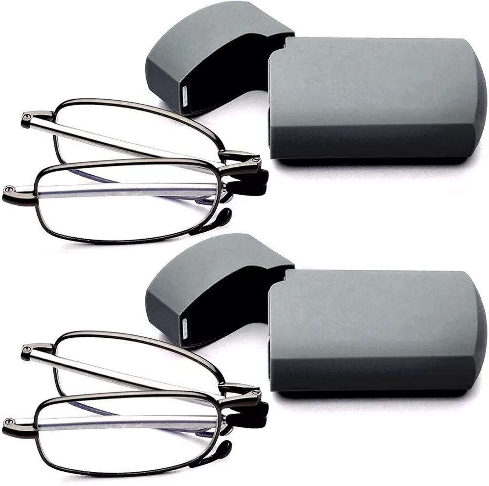 Compact Folding Reading Glasses with Protective Case – Unisex Pocket Readers for Men & Women, Travel-Friendly Foldable Eyeglasses