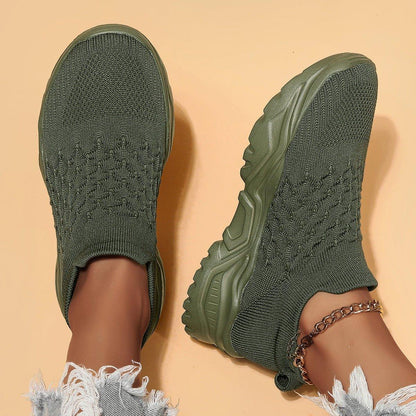 Slip-On Walking Shoes with Cushioned Insole & Arch Support in Olive Green for Men & Women