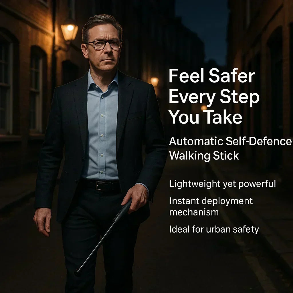 Telescopic Support Cane with Quick-Deploy Mechanism & Textured Grip for Stability, Hiking & Personal Security