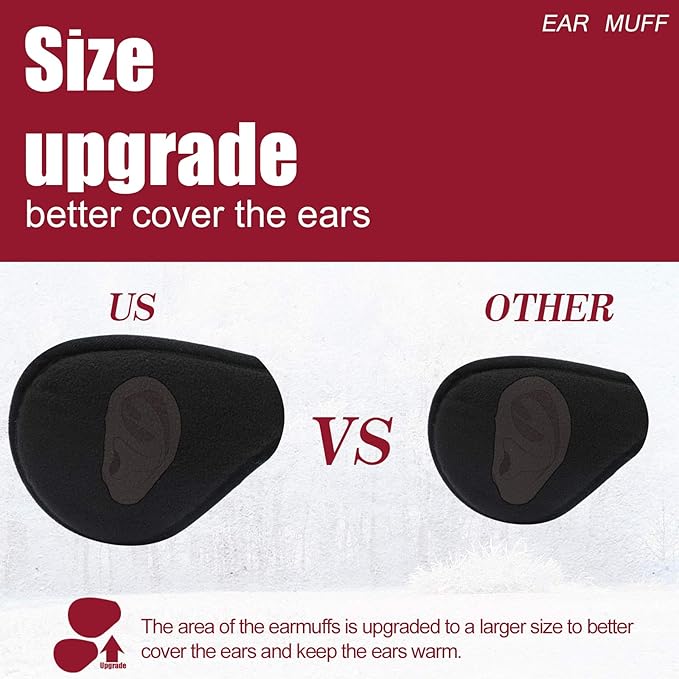 Fleece Headband Ear Warmer for Cold Weather - Adjustable Winter Earmuffs for Men & Women | Foldable Outdoor Sports Ear Covers for Running, H