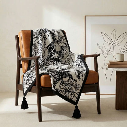 FLORAWING – Vintage Bird Throw Blanket for Elegant Home Comfort