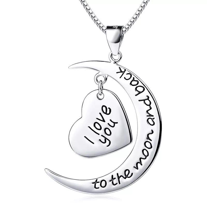 Crescent Moon Heart Pendant Necklace – Silver Alloy Charm for Women & Girls – Romantic Jewelry Gift for Mom Daughter Sister Girlfriend