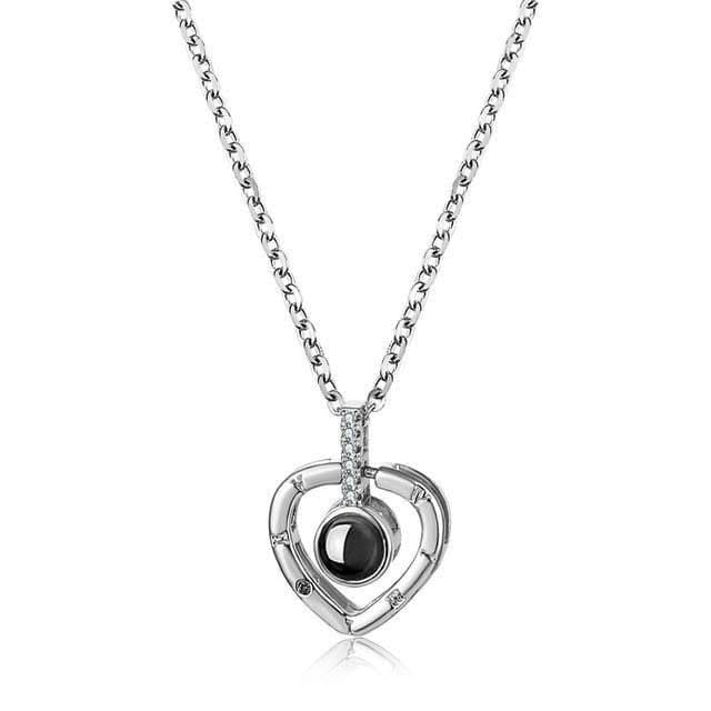 Projection Heart Pendant Necklace Sterling Silver Gemstone Jewelry for Women Anniversary Romantic Keepsake Gift Two-Way Wear Elegant