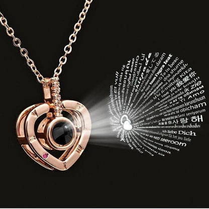 Projection Heart Pendant Necklace Sterling Silver Gemstone Jewelry for Women Anniversary Romantic Keepsake Gift Two-Way Wear Elegant