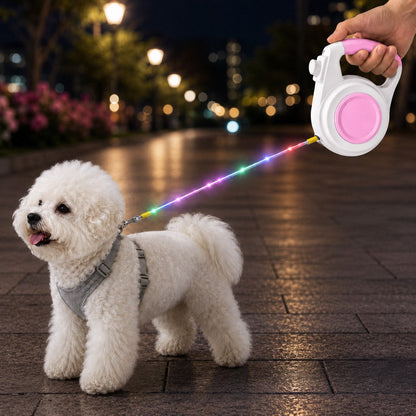 Ortekor Rechargeable Light-Up Retractable Dog Leash for Night Walks - Helps Small Dogs Stay Visible & Easy to Control