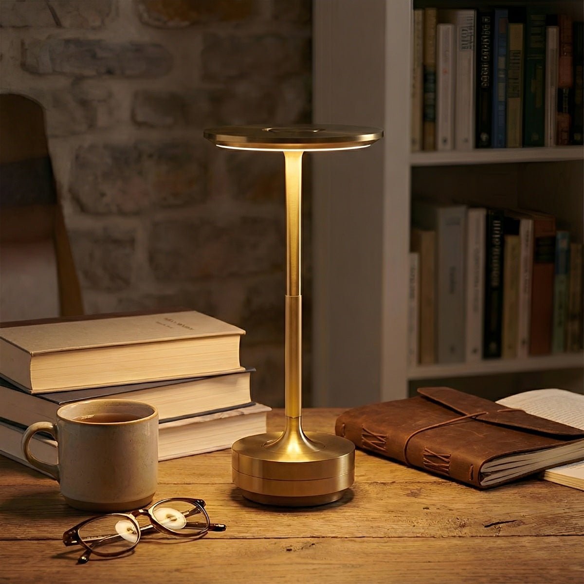 Rechargeable LED Nightstand Lamp Aluminum 11 Inch Touch Dimming 3 Color Modes Cordless Portable Light for Bedroom Office Desk Compact Modern