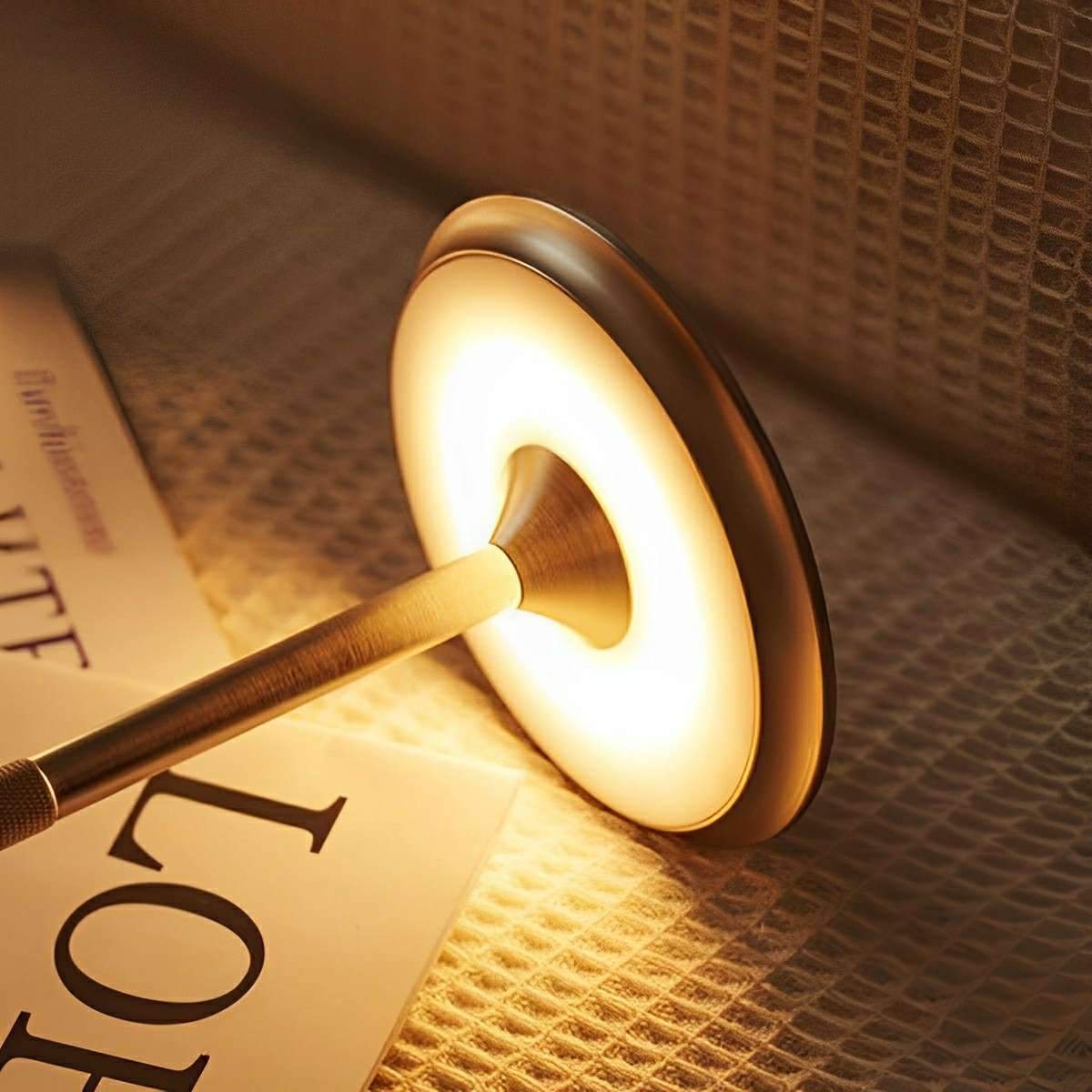 Rechargeable LED Nightstand Lamp Aluminum 11 Inch Touch Dimming 3 Color Modes Cordless Portable Light for Bedroom Office Desk Compact Modern