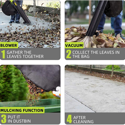Electric Leaf Blower Vacuum Mulcher 3-in-1 with 35L Bag & 10:1 Shredder for Lawns Driveways Patios | Lightweight Corded Garden Tool