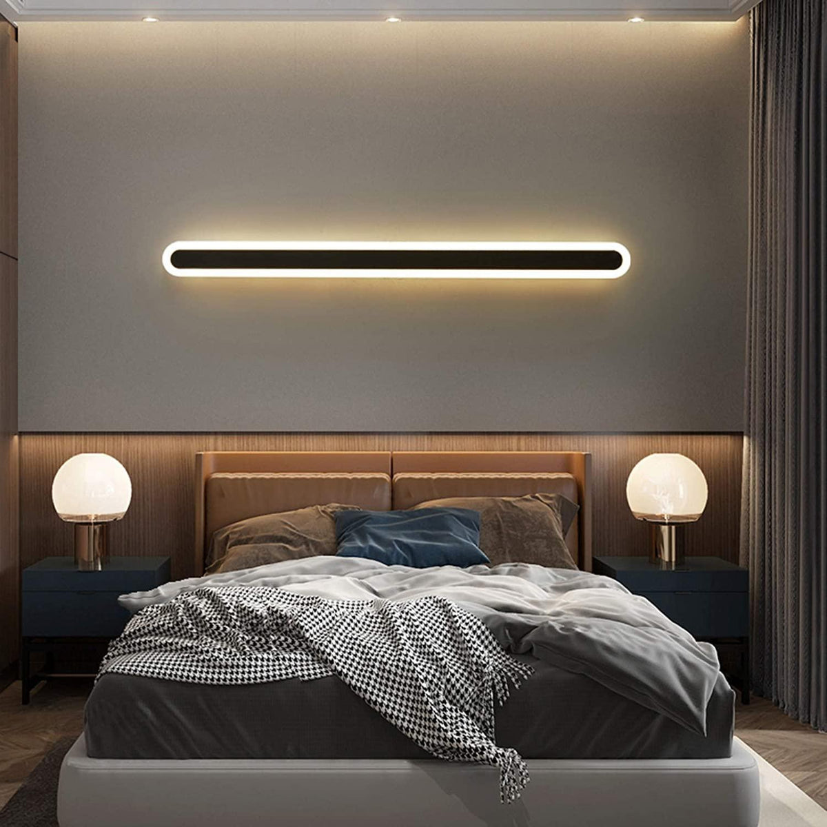 Linear LED Sconce 32-Inch Aluminum Matte Finish for Bedroom Above-Bed Lighting Contemporary Slim Profile Hardwired Fixture Ambient Wall Ligh