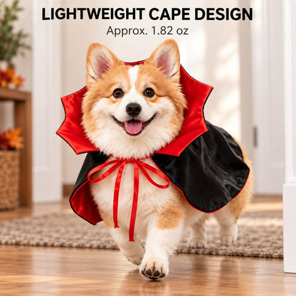 Ortekor Halloween Vampire Dog Cape Costume - Lightweight Black & Red Pet Cloak for Parties, Photos & Easy Dress-Up