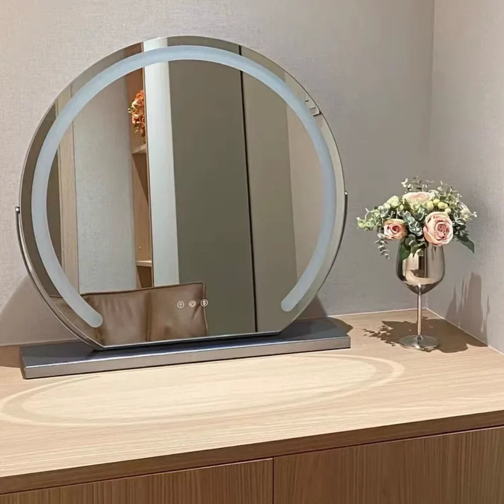 LED Lighted Makeup Mirror 15x Magnifying Touch Adjustable Brightness Vanity Desktop Gold Black White Rotating Frame 3 Light Modes for